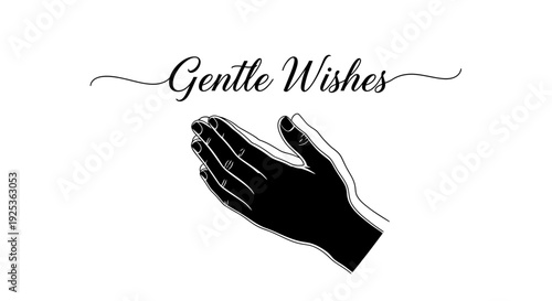 Gentle Wishes Praying Hands Silhouette with Elegant Script Text