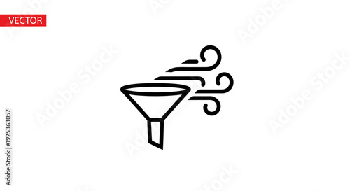 Funnel with wind or air flow, concept of filtering, separation, or processing data