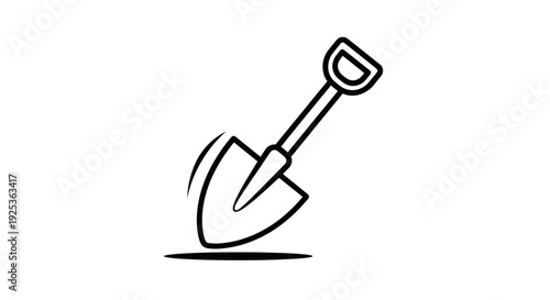 Digging Shovel Icon, Outline Style, Isolated on White Background