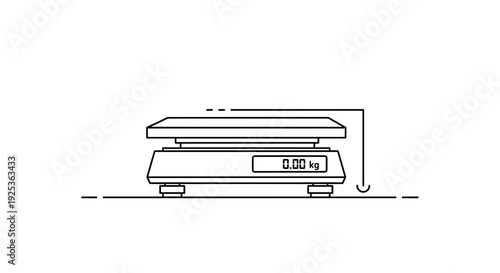 Digital Scale with 0.00 kg Display on White Background - Clean Line Art