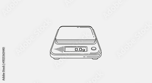 Digital Scale with 0.0g Display - Minimalist Line Art Illustration