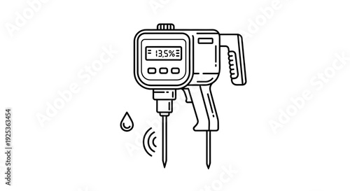 Digital Soil Moisture Meter Icon: Agriculture, Farming, Gardening, Science, Technology