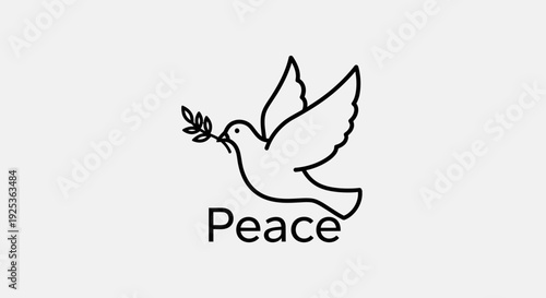 Dove of Peace with Olive Branch and Word 'Peace' - Symbol of Hope and Serenity