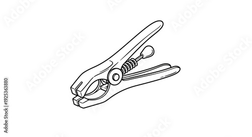 Plastic clothespin, spring-loaded clamp, simple tool for laundry and crafts, isolated on white background