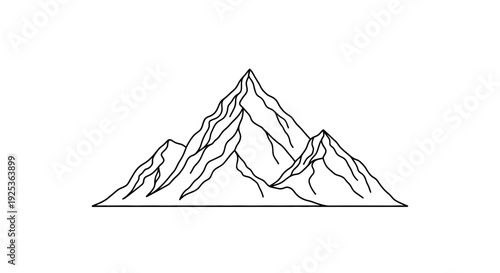 Minimalist Mountain Range Outline Vector Art