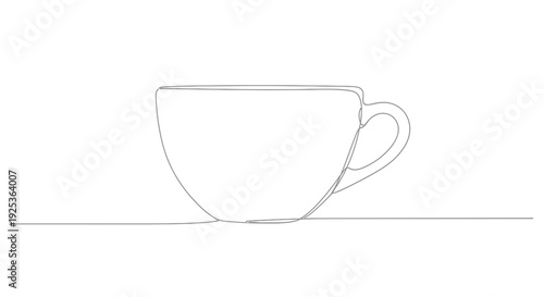 Minimalist Single Line Drawing of a Coffee Cup on a White Background