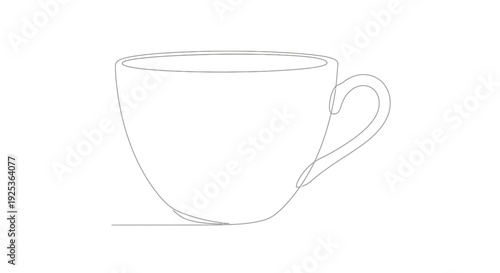 Minimalist single line drawing of a coffee cup, clean and modern design