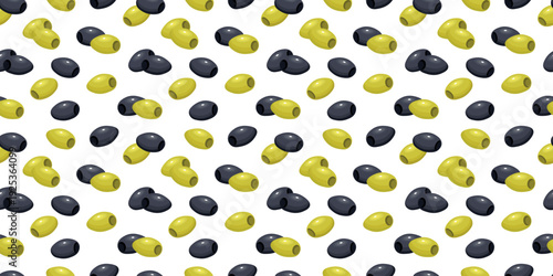 Green and Black Olives Seamless Food Background