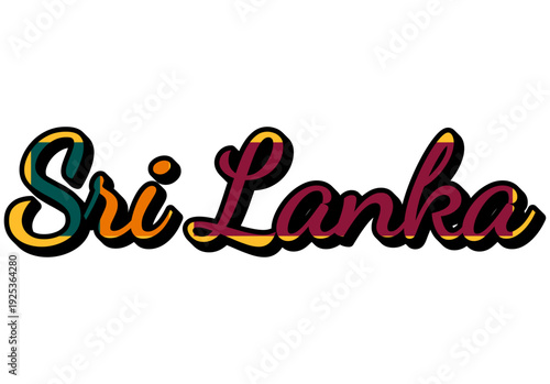 Sri Lanka Travel Sticker. Country Name Vector Text Design with Flag Colors