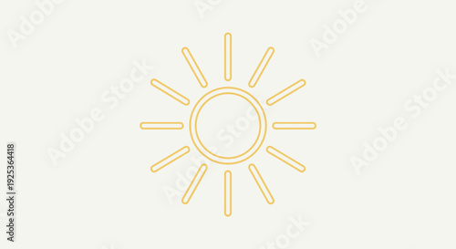 Golden Sun Icon with Rays on a Light Cream Background