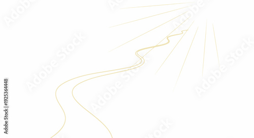 Golden Winding Road Leading Towards Bright Sunlight Rays