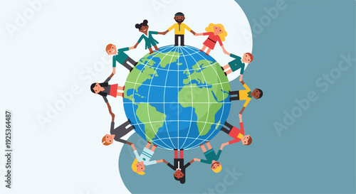 vector illustration representing global unity and diversity