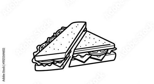 Hand Drawn Sandwich Icon, Simple Line Art Food Illustration