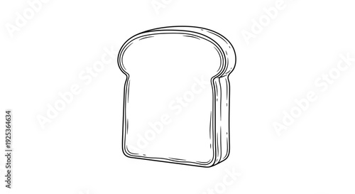 Hand Drawn Slice of Bread Sketch, Isolated on White Background, Bakery Food Ingredient