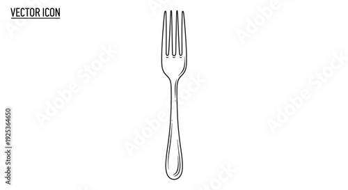 Hand Drawn Vector Illustration of a Silver Fork on White Background