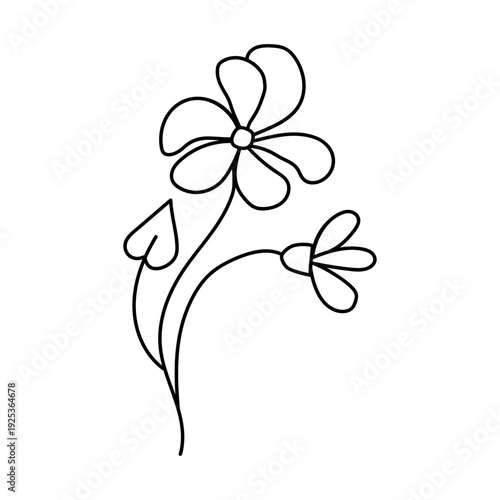 Hand drawn flowers. Doodles vector illustration. Isolated on a white background.