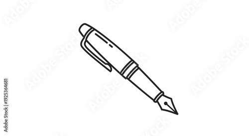 Hand-drawn Fountain Pen Icon - Elegant Writing Instrument for Creative Projects