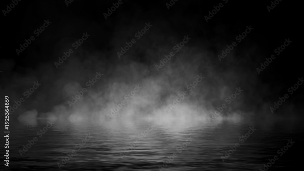Fototapeta premium Blaze fire flame texture overlays on isolated background with water reflection.