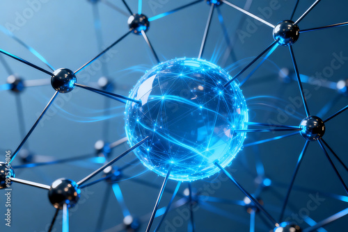 Blue glowing network sphere