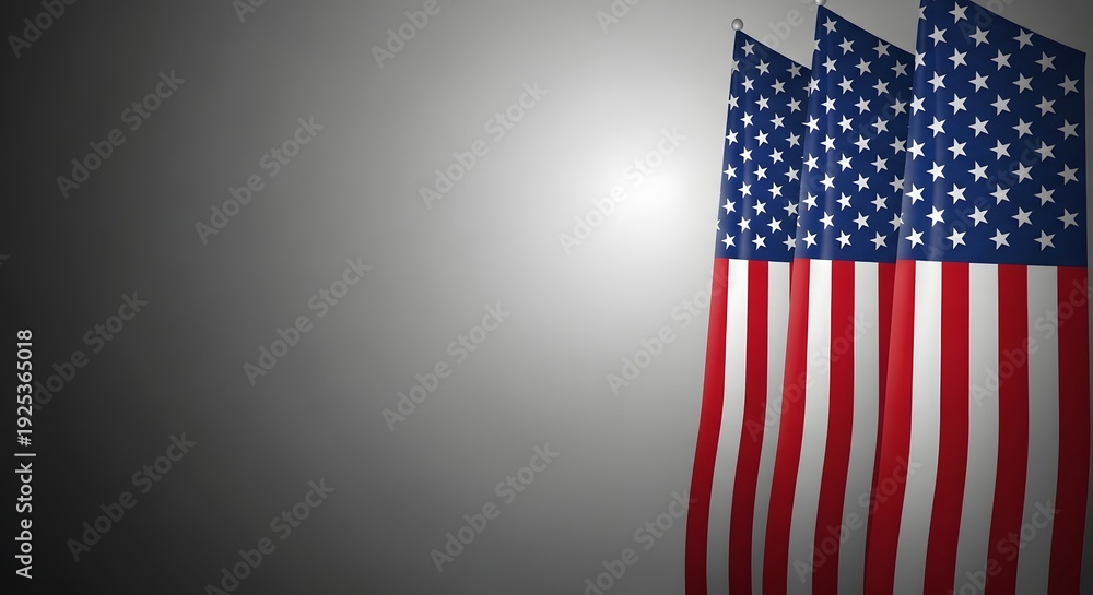 Obraz premium American flag background with stars and stripes in patriotic red white and blue vector illustration style
