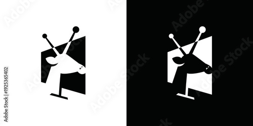 simple giraffe tv logo vector