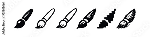 Collection of Stylized Paint Brush Icons in Various Artistic Styles.
