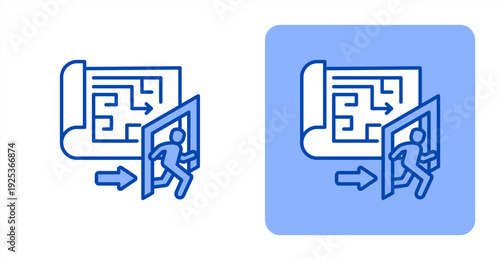 Evacuation Planning icon, with contrast background.