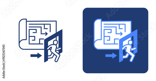 Evacuation Planning icon, with contrast background.