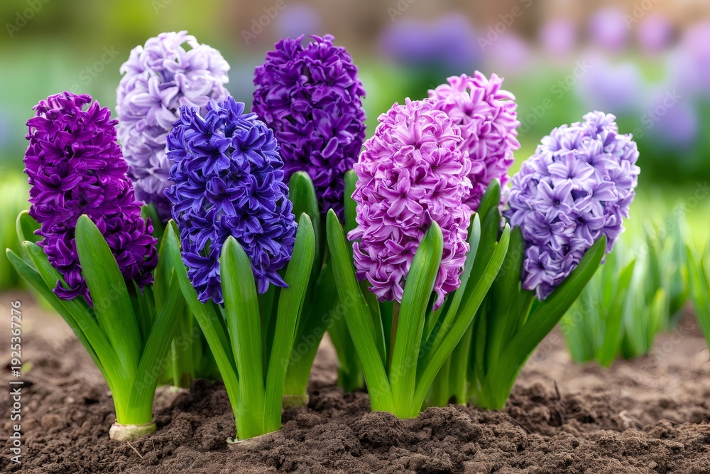 Fototapeta premium Hyacinth flowers blooming in a spring garden