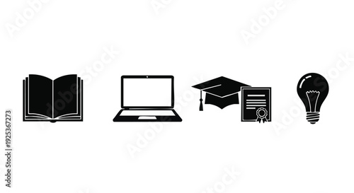 Set of 5 education icons vector