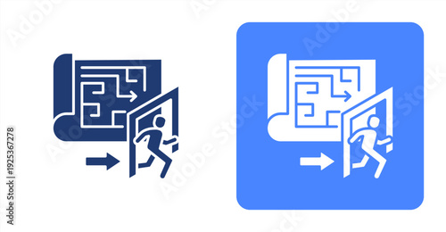 Evacuation Planning icon, with contrast background.