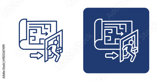 Evacuation Planning icon, with contrast background.