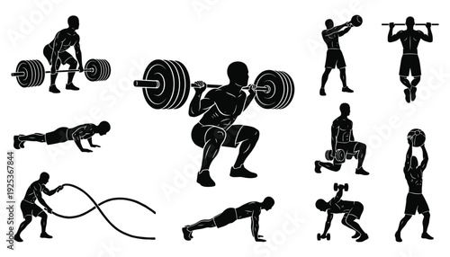 Dynamic Fitness Workout Silhouettes