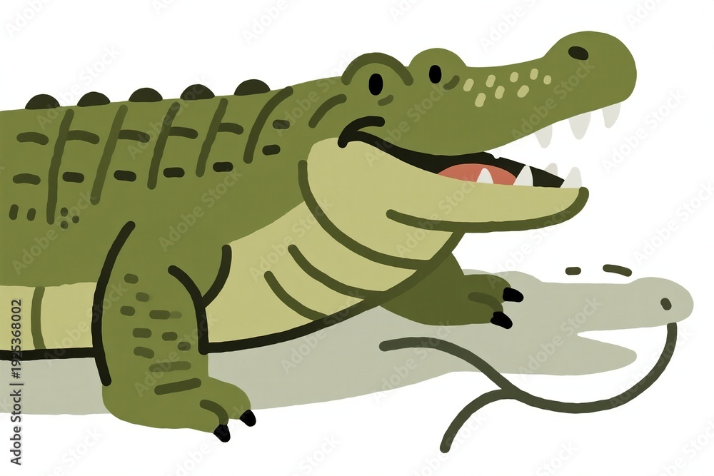 Obraz premium Cartoon illustration of an openmouthed crocodile