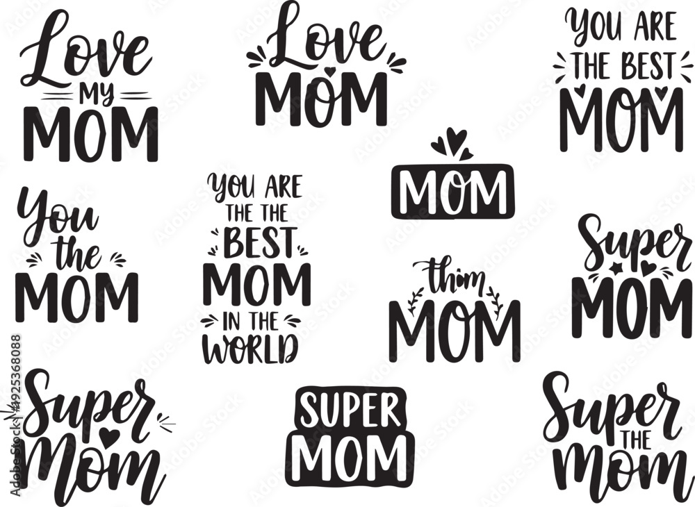Obraz premium Mother's Day typography phrases with love and appreciation on white background