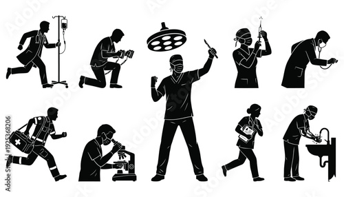 Medical Heroes in Action Vector Illustration Set