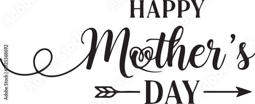 Mother's Day greeting card with Happy Mother's Day text on white background