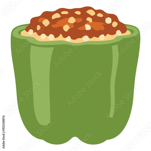 Delicious stuffed green pepper with savory meat filling