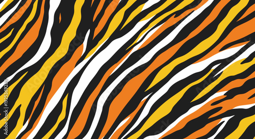 Vibrant tiger stripe pattern with orange, black, and white stripes.