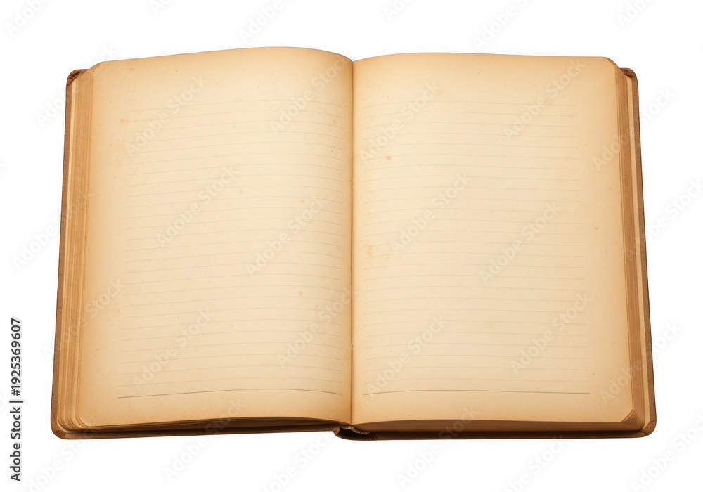 Fototapeta premium An open book with blank pages, ready to be filled with knowledge and stories. isolated on transparent background
