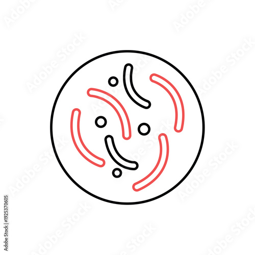 icon microbiome diversity with various bacterial strains in a petri dish, isolated against a clean background