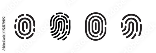 fingerprint biometric silhouette icon set for identity and security