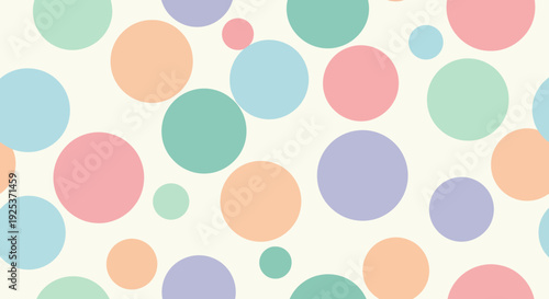 Pastel colored circles pattern viewed from directly above, forming a whimsical design in a graphic illustration