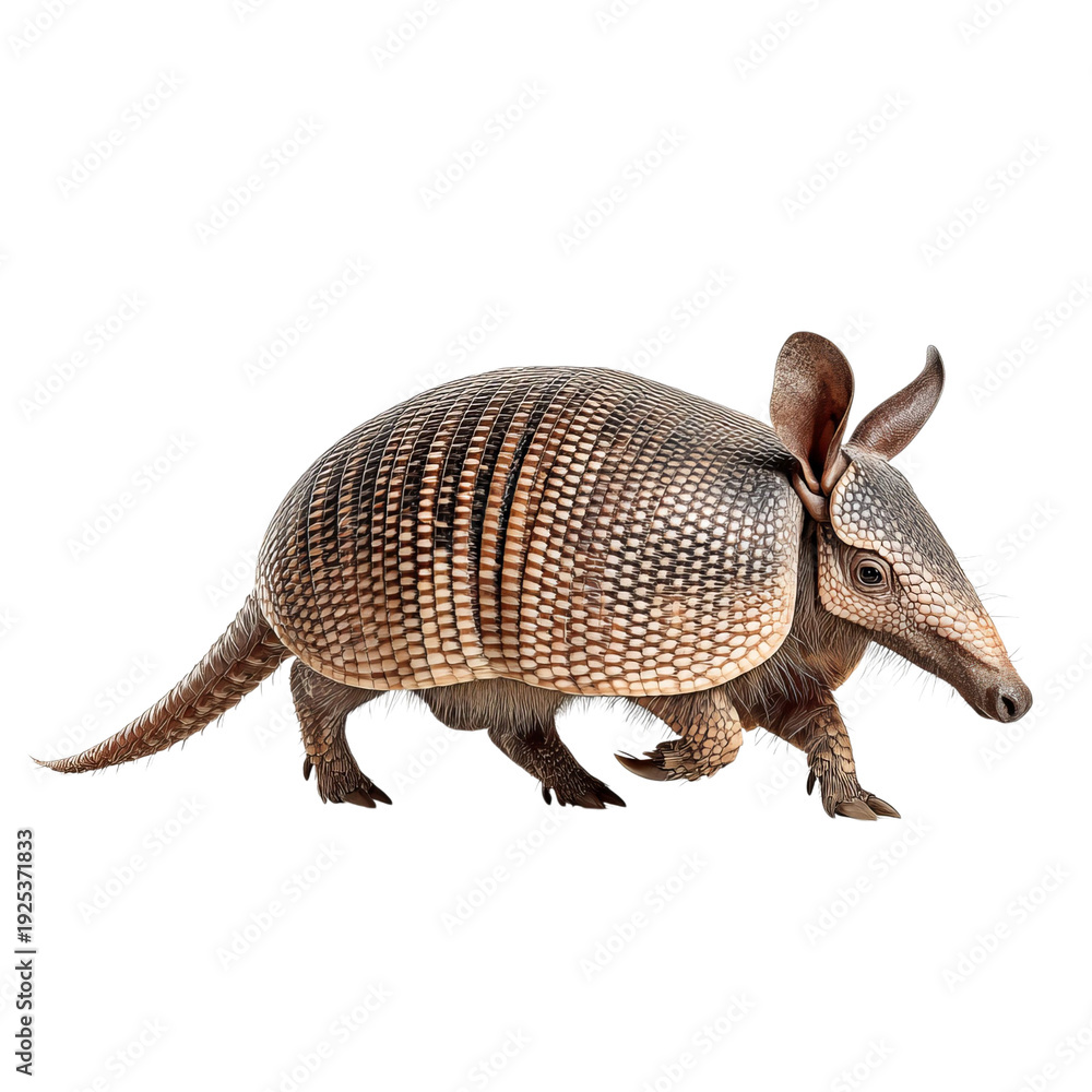 Obraz premium PNG of A detailed and lifelike illustration of an armadillo in motion.