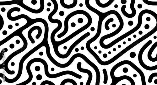 Abstract organic maze pattern with flowing lines and dots.