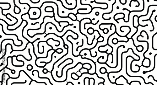 Abstract organic maze pattern with flowing lines and dots.