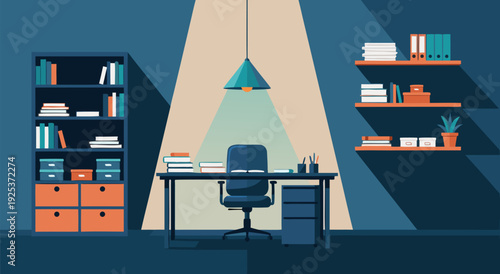 Modern Office Workspace Illustration - Vector Graphic Design