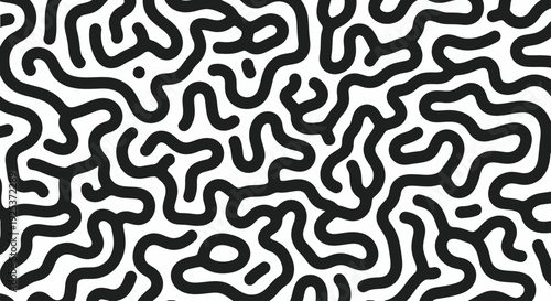 Abstract Turing pattern with organic black lines on white background.