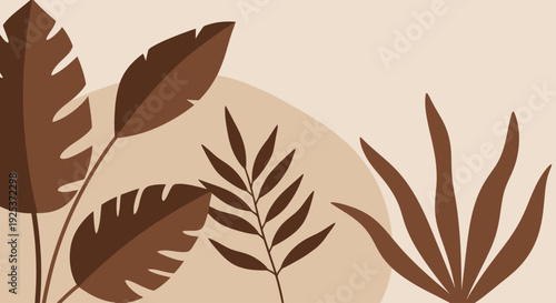 Abstract Tropical Leaves in Earth Tones.