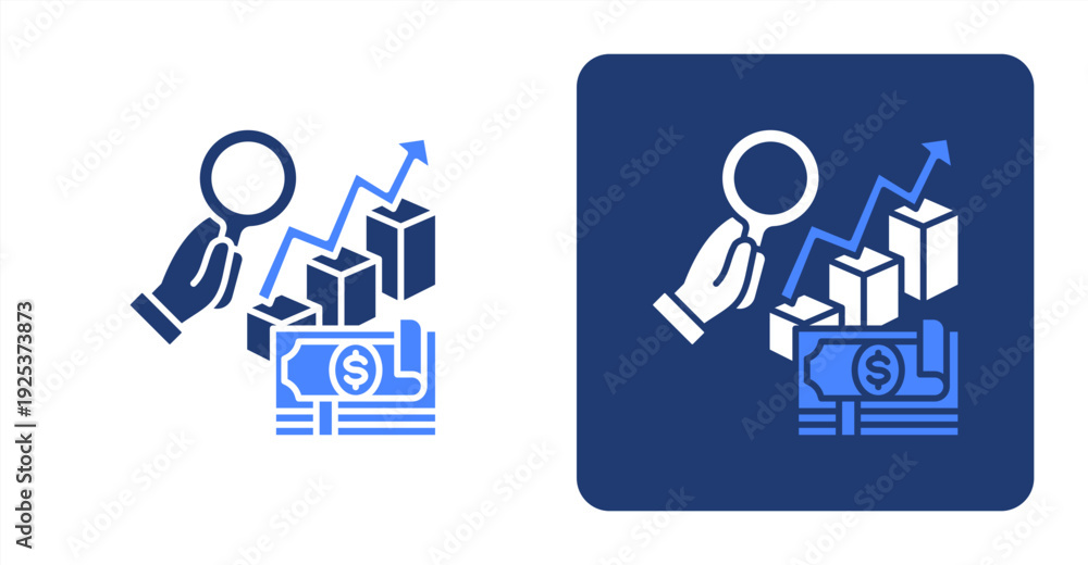 Fototapeta premium -Financial Overview icon, with contrast background.